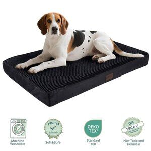 Orthopedic Large Dog Bed, Deluxe Pet Bed Crates, Waterproof 35" x 22", Black